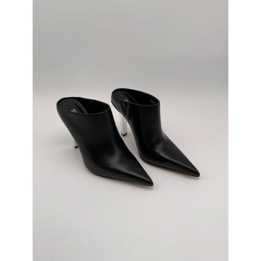Michael Kors Black Pointed-Toe Leather Mule Heels